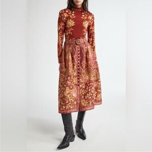 FARM Rio • Pineapple Dream Metallic A-Line Skirt, Sz L